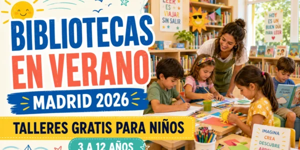 Bibliotecas en verano 2026 Madrid: talleres gratis para niños de 3 a 12 años