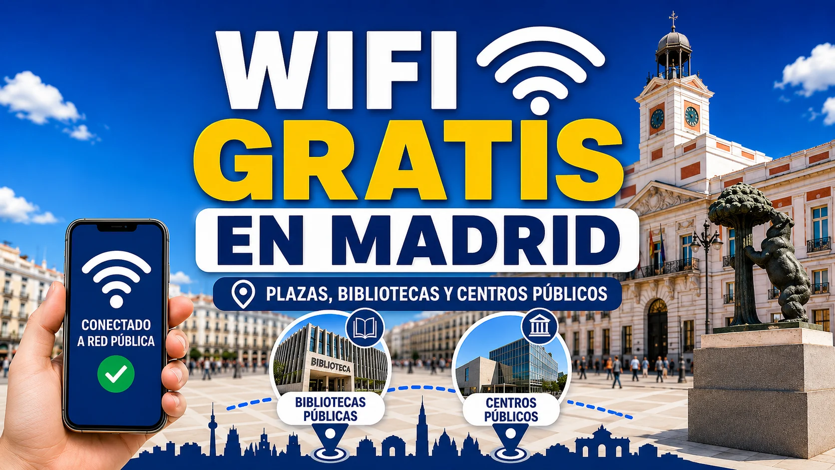 Wifi gratis en Madrid en plazas, bibliotecas